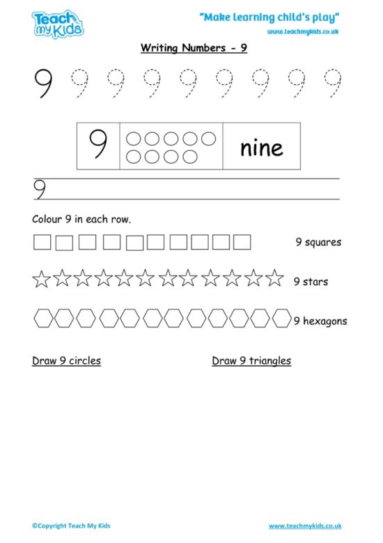 Worksheets for kids - writing 9